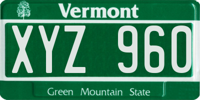 VT license plate XYZ960