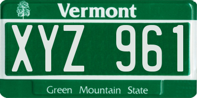 VT license plate XYZ961