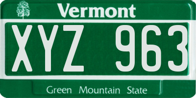 VT license plate XYZ963