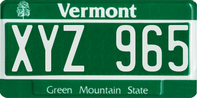 VT license plate XYZ965