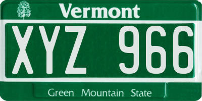 VT license plate XYZ966