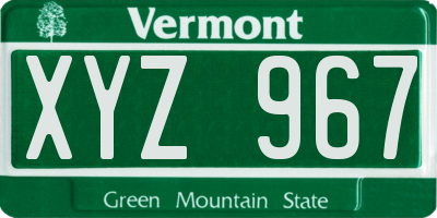 VT license plate XYZ967
