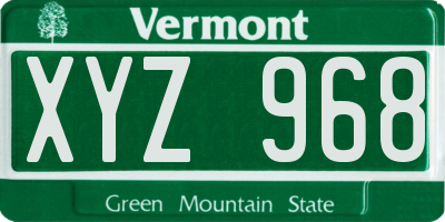 VT license plate XYZ968