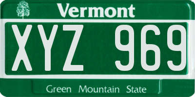 VT license plate XYZ969