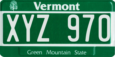 VT license plate XYZ970