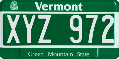 VT license plate XYZ972