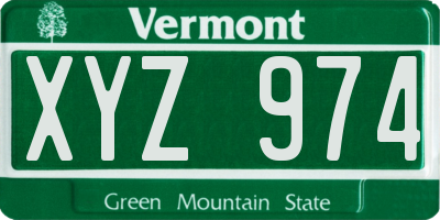 VT license plate XYZ974