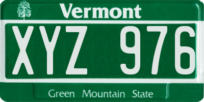VT license plate XYZ976