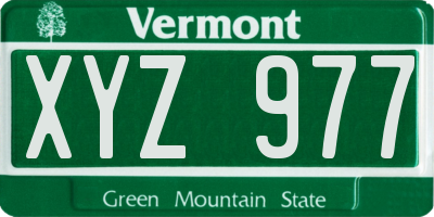 VT license plate XYZ977