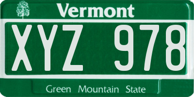 VT license plate XYZ978