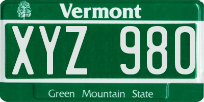 VT license plate XYZ980