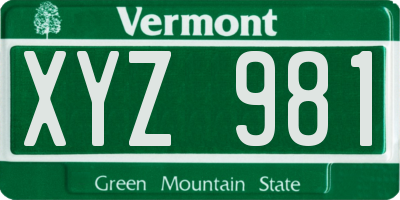 VT license plate XYZ981