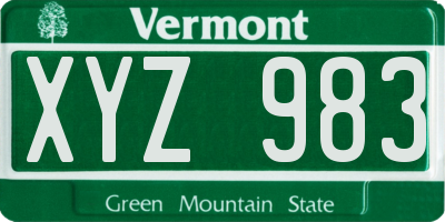 VT license plate XYZ983