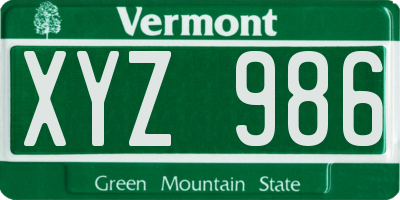 VT license plate XYZ986