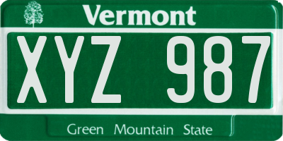 VT license plate XYZ987