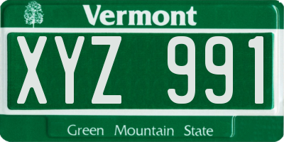 VT license plate XYZ991