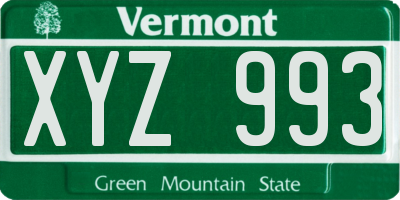 VT license plate XYZ993
