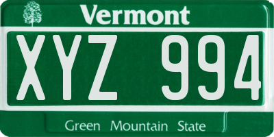 VT license plate XYZ994