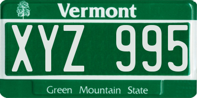 VT license plate XYZ995