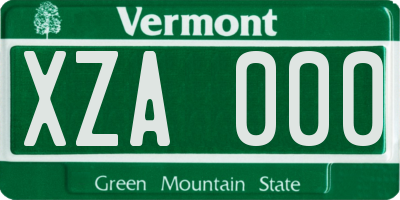 VT license plate XZA000