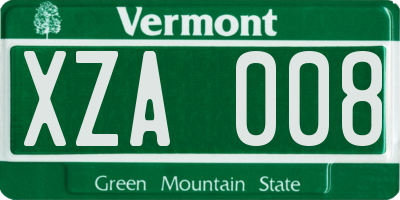 VT license plate XZA008