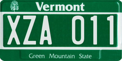 VT license plate XZA011