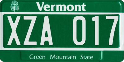 VT license plate XZA017