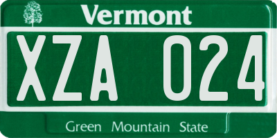 VT license plate XZA024