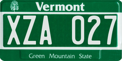 VT license plate XZA027