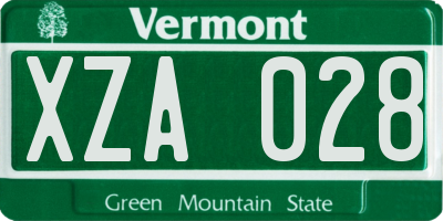 VT license plate XZA028