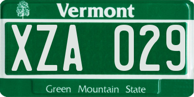 VT license plate XZA029