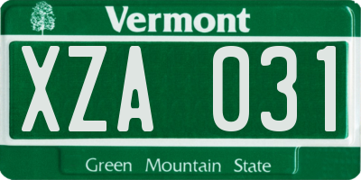 VT license plate XZA031