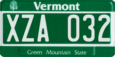 VT license plate XZA032
