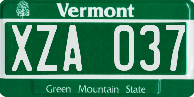 VT license plate XZA037