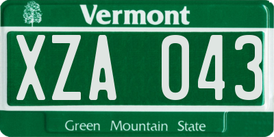 VT license plate XZA043