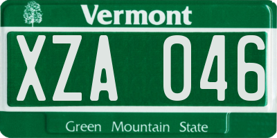 VT license plate XZA046