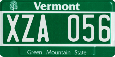 VT license plate XZA056
