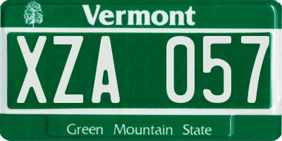 VT license plate XZA057