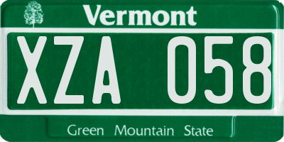 VT license plate XZA058