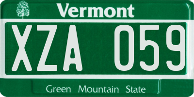 VT license plate XZA059