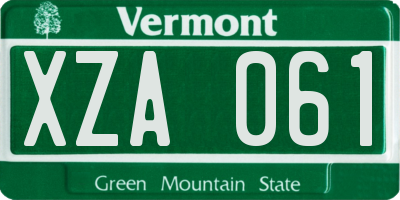 VT license plate XZA061
