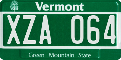 VT license plate XZA064
