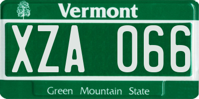 VT license plate XZA066