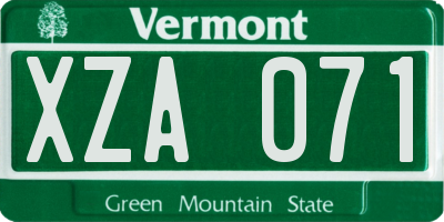 VT license plate XZA071