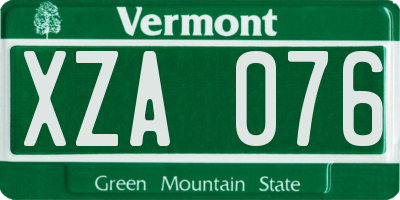 VT license plate XZA076
