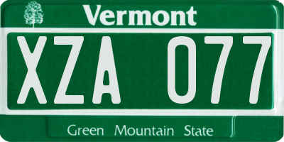 VT license plate XZA077