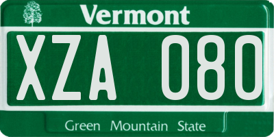 VT license plate XZA080