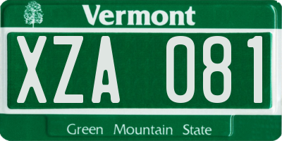 VT license plate XZA081