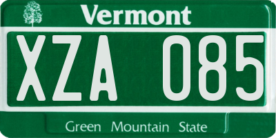 VT license plate XZA085