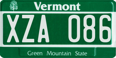 VT license plate XZA086